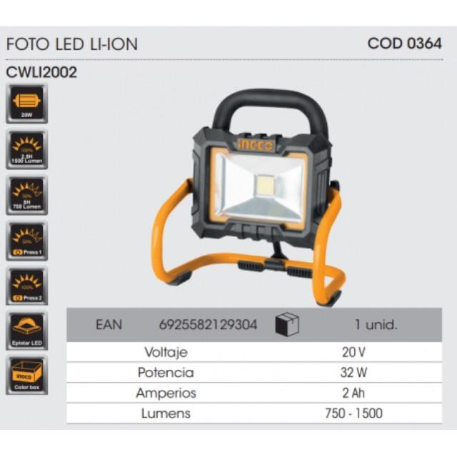 20V Đèn làm việc dùng pin INGCO CWLI2002