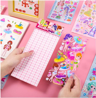 Set 5 Tờ Sticker nổi hình dáng công chúa cho bé gái