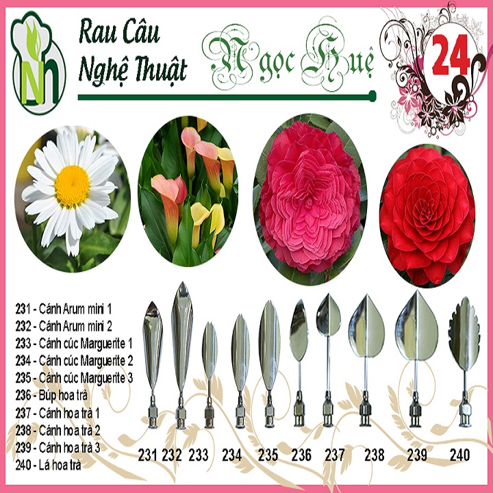 [HCM]Kim rau câu 3D Ngọc Huệ (bộ số 24 - hoa Arum cúc Maguerite hoa trà)