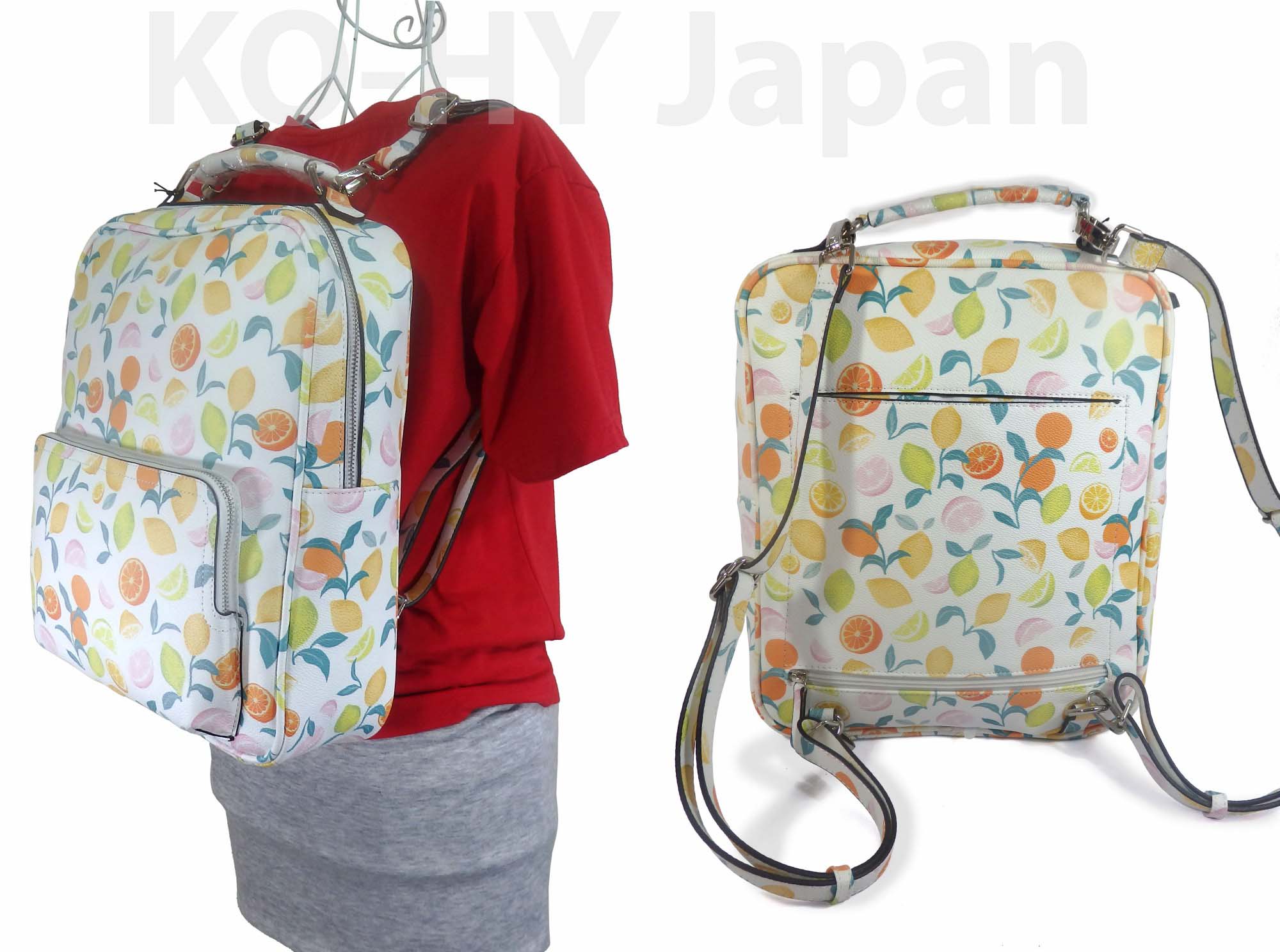 [HCM]Balo thời trang PARFOIS Fruit patern backpack-white