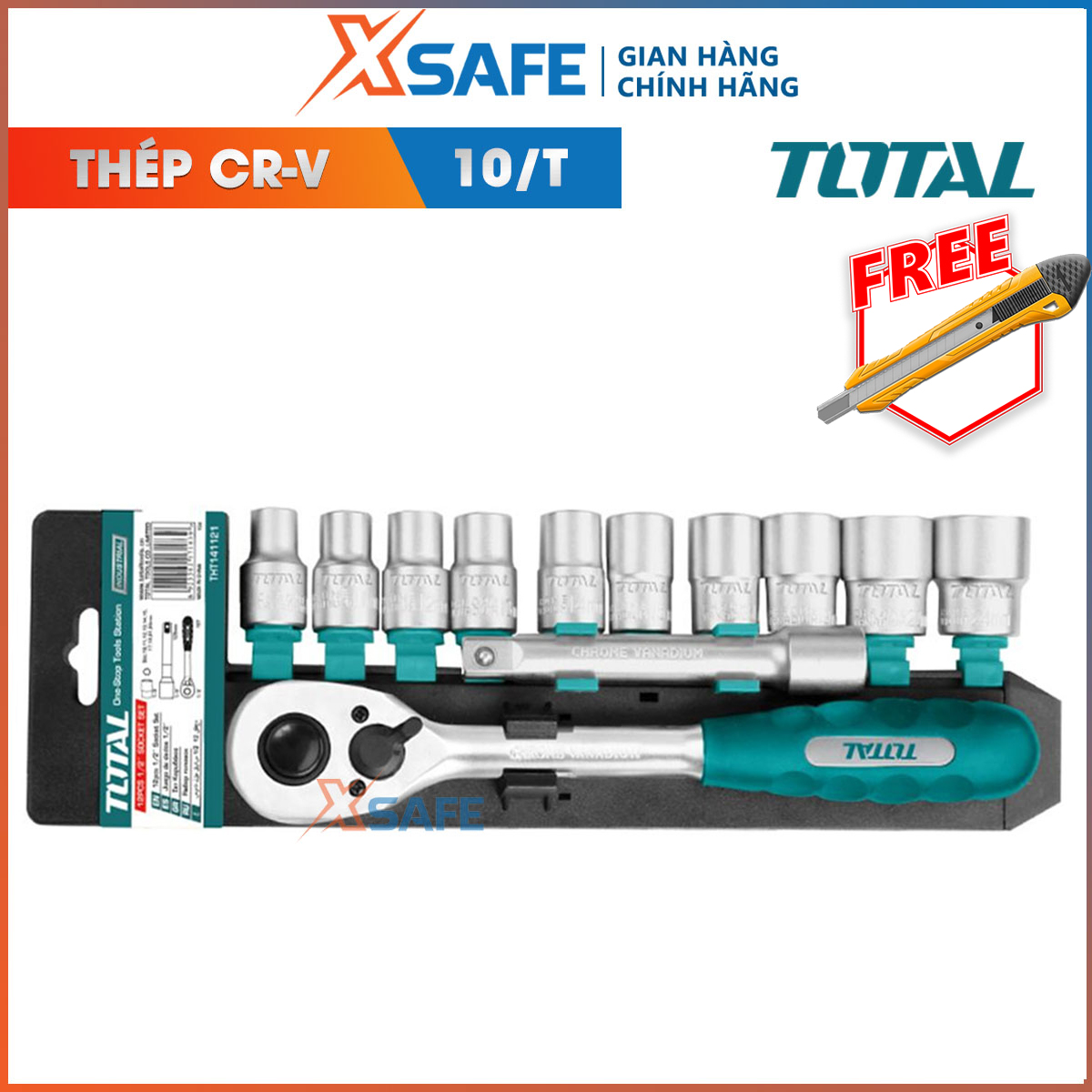 Wrench Set 2 way included 11 accessories total THT141121 1/2 "size 10-24mm. Socket 50bv30 steel CRV high quality chrome plated, hard, firm durable, anti-rust distribution genuine xsafe