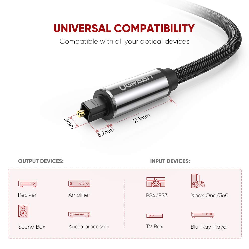 Cáp audio quang (Toslink, Optical) 1.5m Ugreen 10542