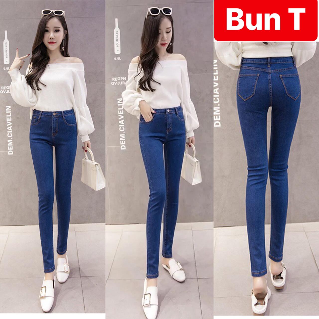 QUẦN JEAN NỮ CHẤT BÒ XANH TRƠN LƯNG CAO NÂNG MÔNG HOT TREND T&T-452 - TRANG BUN FASHION