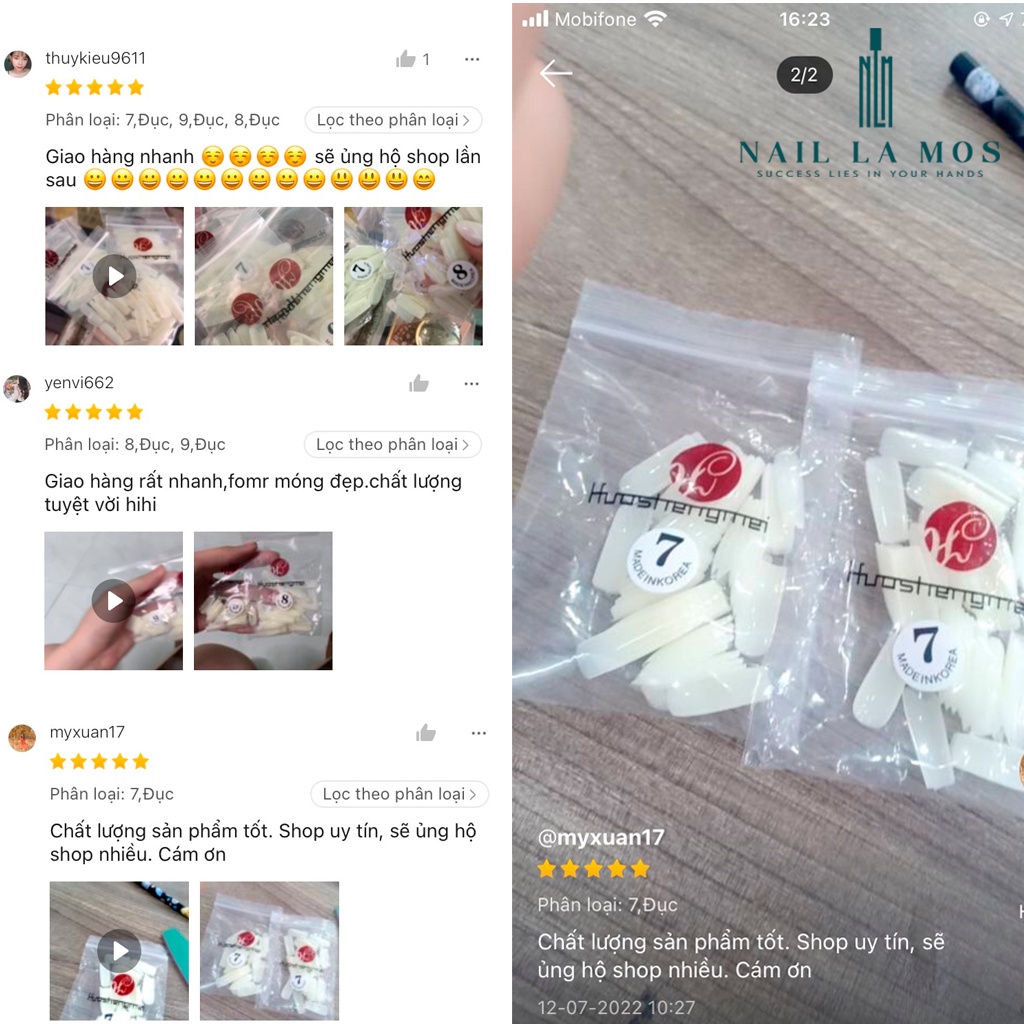 Móng úp HSM lẻ size phom chuẩn (size từ 5 6 7 8 9)