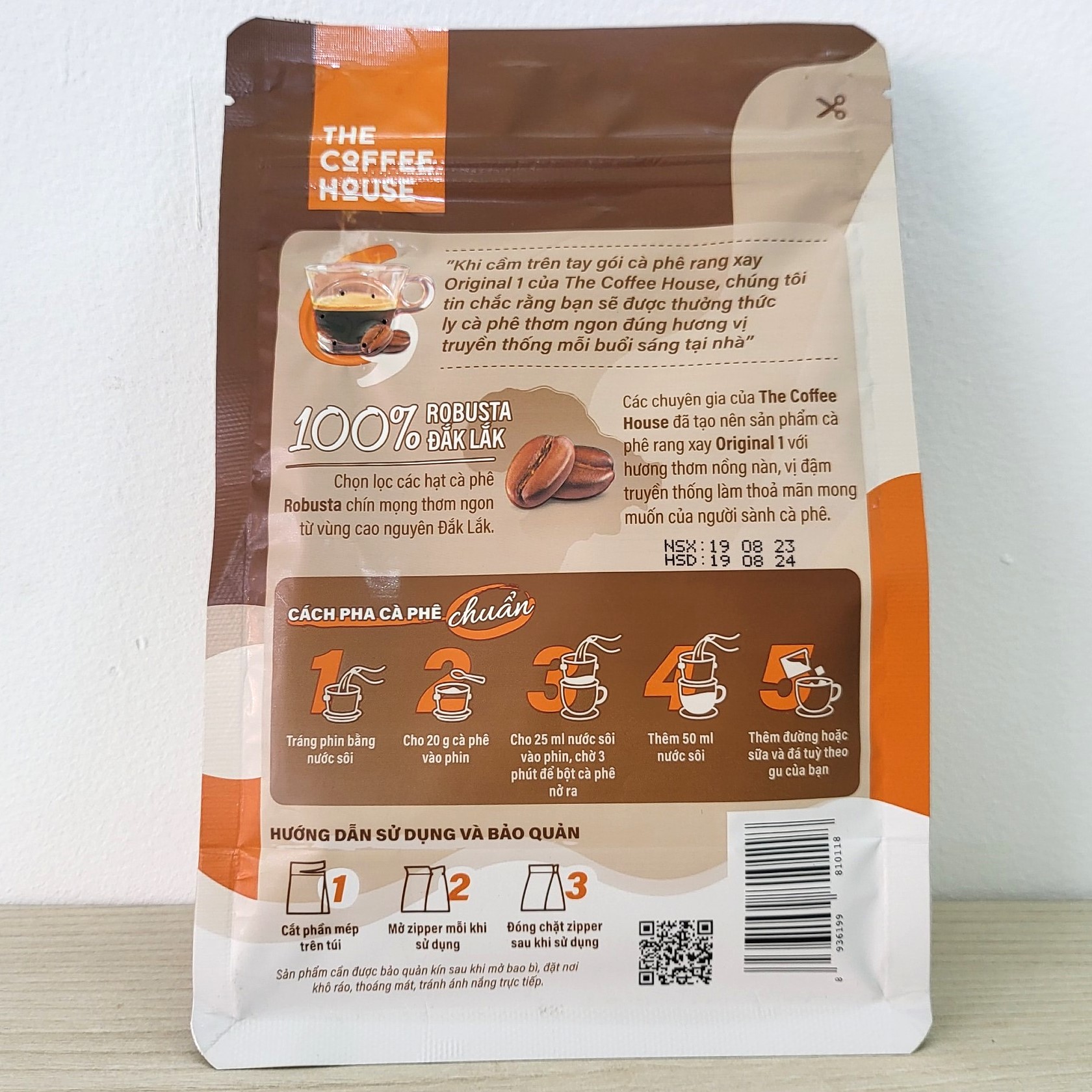 THE COFFEE HOUSE (gói 250g) CÀ PHÊ RANG XAY Robusta Original Coffee
