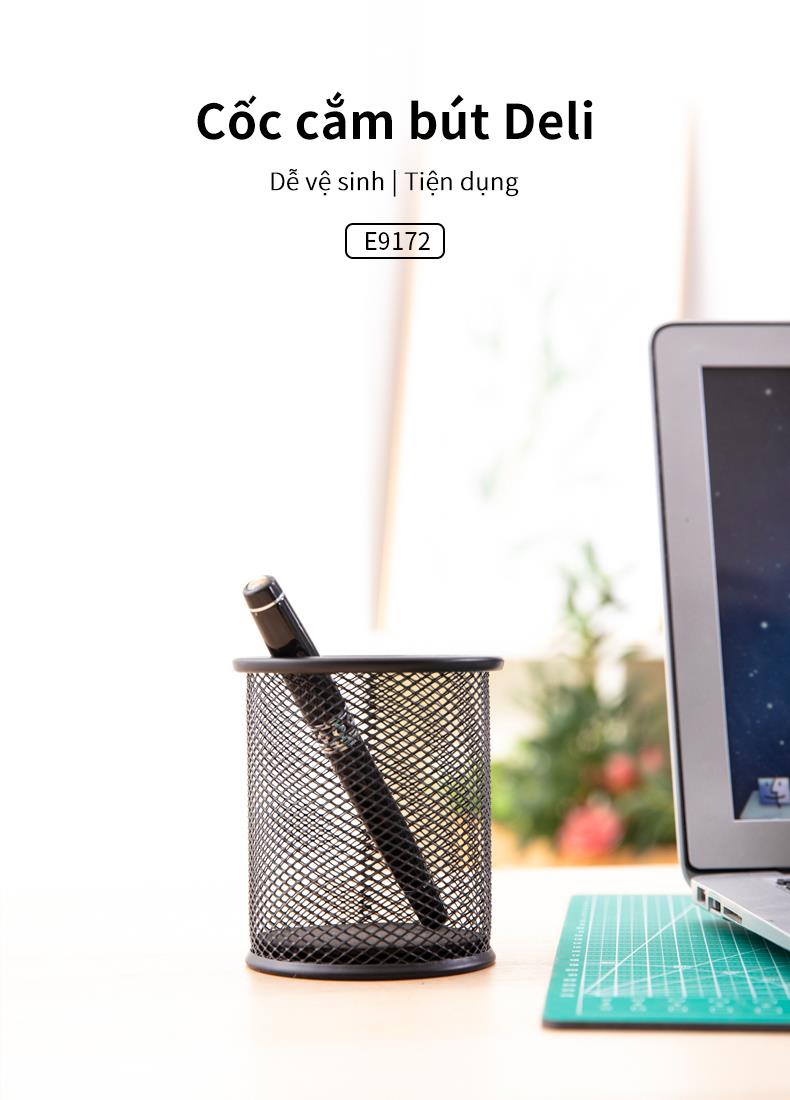 Cốc cắm bút Deli, Đen - 1 chiếc - E9172