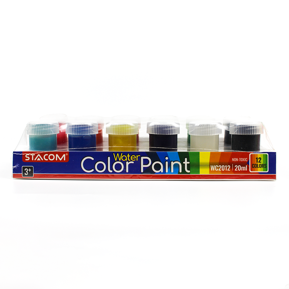Bộ 12 màu nước water color kèm cọ vẽ stacom - với dung tích 20ml wc2012 - màu tốt, lên màu đẹp