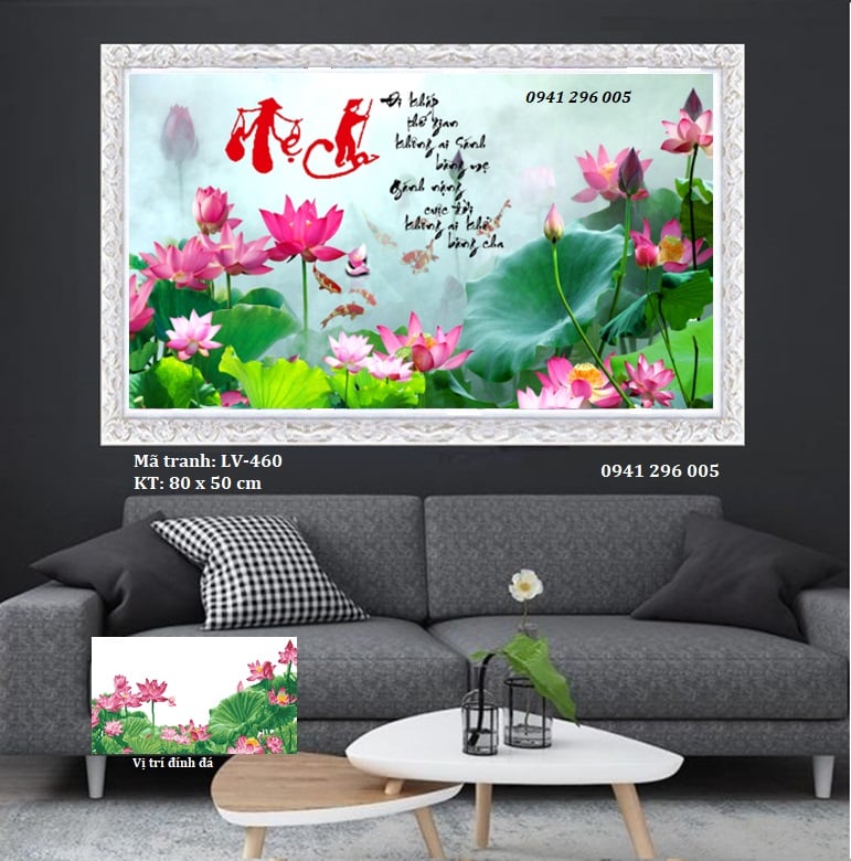 Tranh đính đá 5D Cha Mẹ LV460 (80x50cm)- chưa đính đá