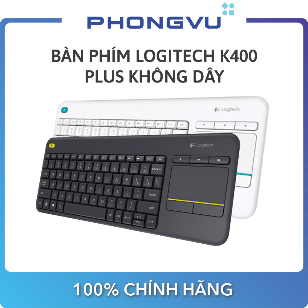 Keyboard Logitech K400 Plus Wireless (Black/White)-Warranty 12 months