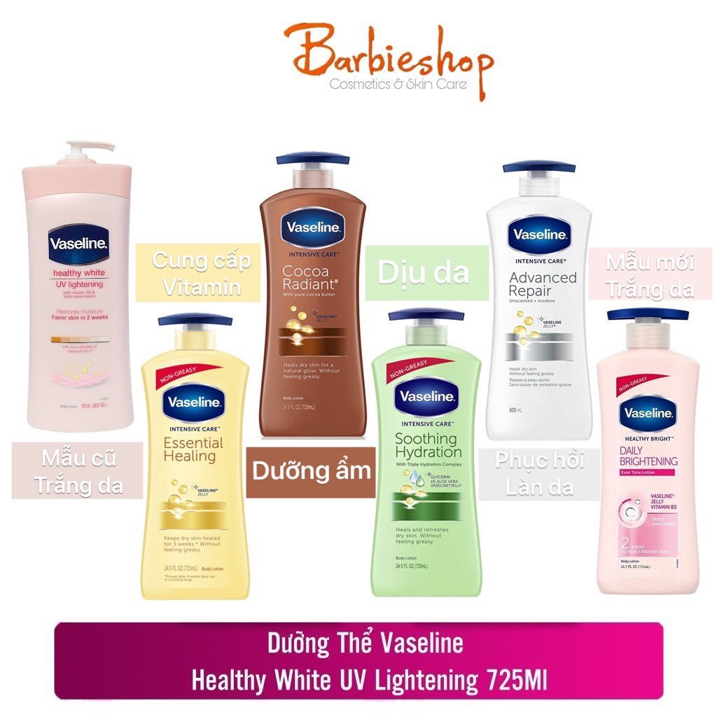 Sữa Dưỡng Thể Sáng Da Vaseline 320ml - 350ml - 500ml - 725ml [4X - 10X - 10in1 - 24X - 50X]