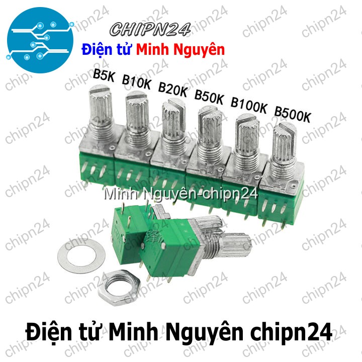[2 cái] (F161) Biến trở xanh 5 chân 100K RV097NS (Biến trở đơn có Công tắc B100K 104) - HH003241