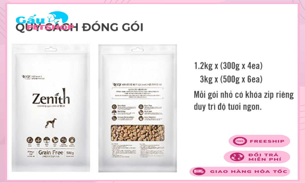 Thức ăn hạt mềm ZENITH SENIOR cho chó già (xanh lá)