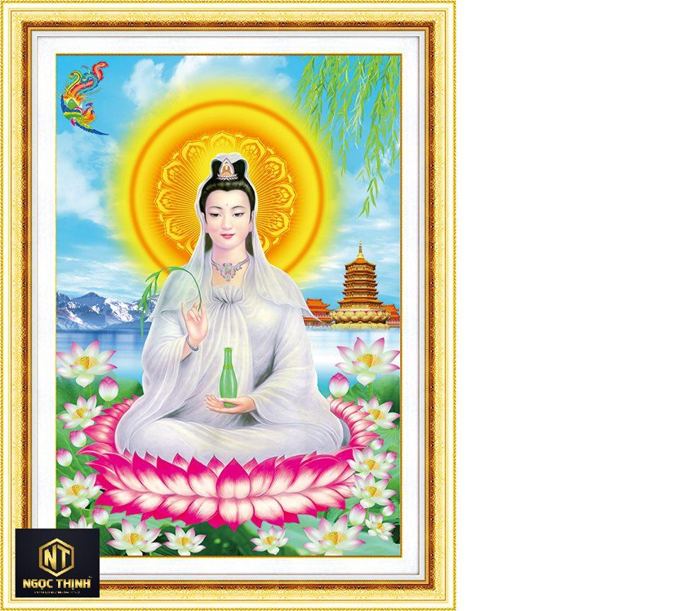 Tranh đính đá Quan Thế Âm Bồ Tát Kt:75x53cm