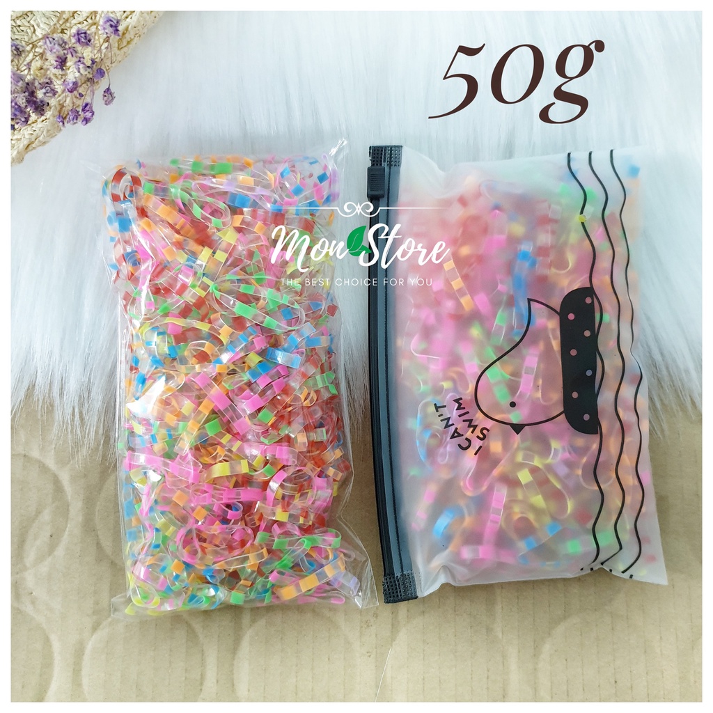 [Loại tốt, size to] Thun cột tóc MÀU ĐỨT KHÚC mix màu xinh xắn