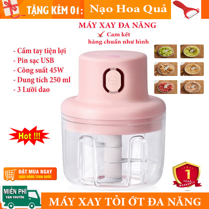 Máy xay tỏi ớt, máy say tỏi ớt cầm tay mini, Máy xay mini cầm tay đa năng sạc pin cao cấp xay tỏi ớt, hành, rau củ quả dung tích 250ml máy xay thịt cầm tay làm xúc xích,máy say sinh tố mini cầm tay,xay cả đá