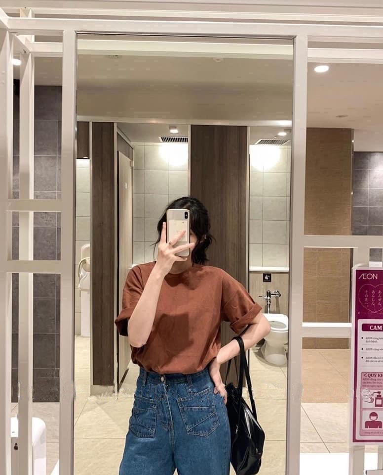 Áo phông trơn basic áo thun côc tay form rộng