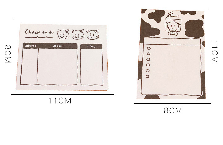 [Có sẵn] Giấy note - sticky note họa tiết bò sữa xinh xắn ulzzang