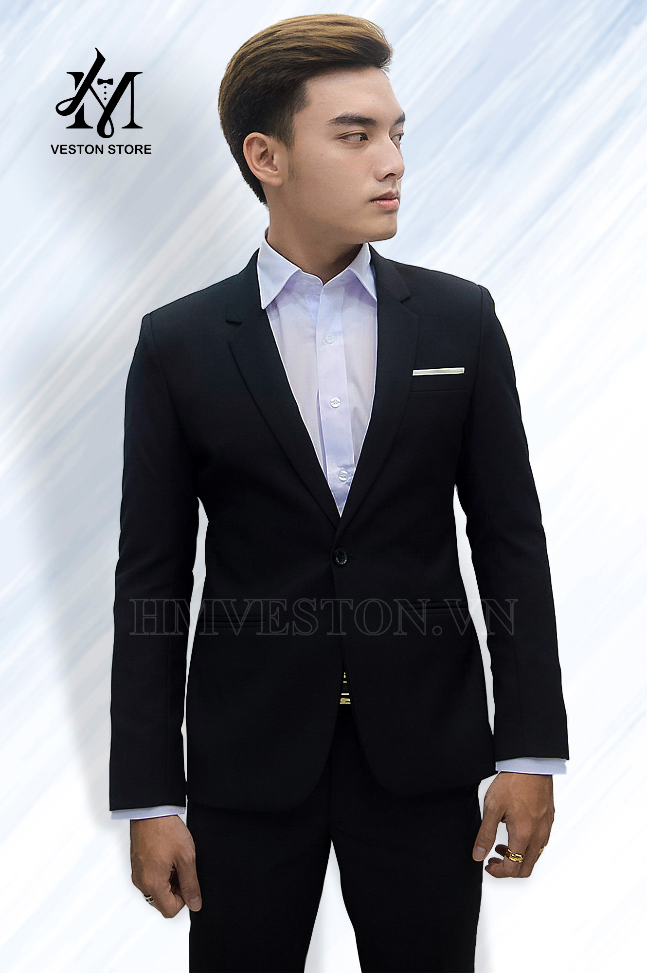 Áo Vest Nam ôm body màu đen poly mềm mịn