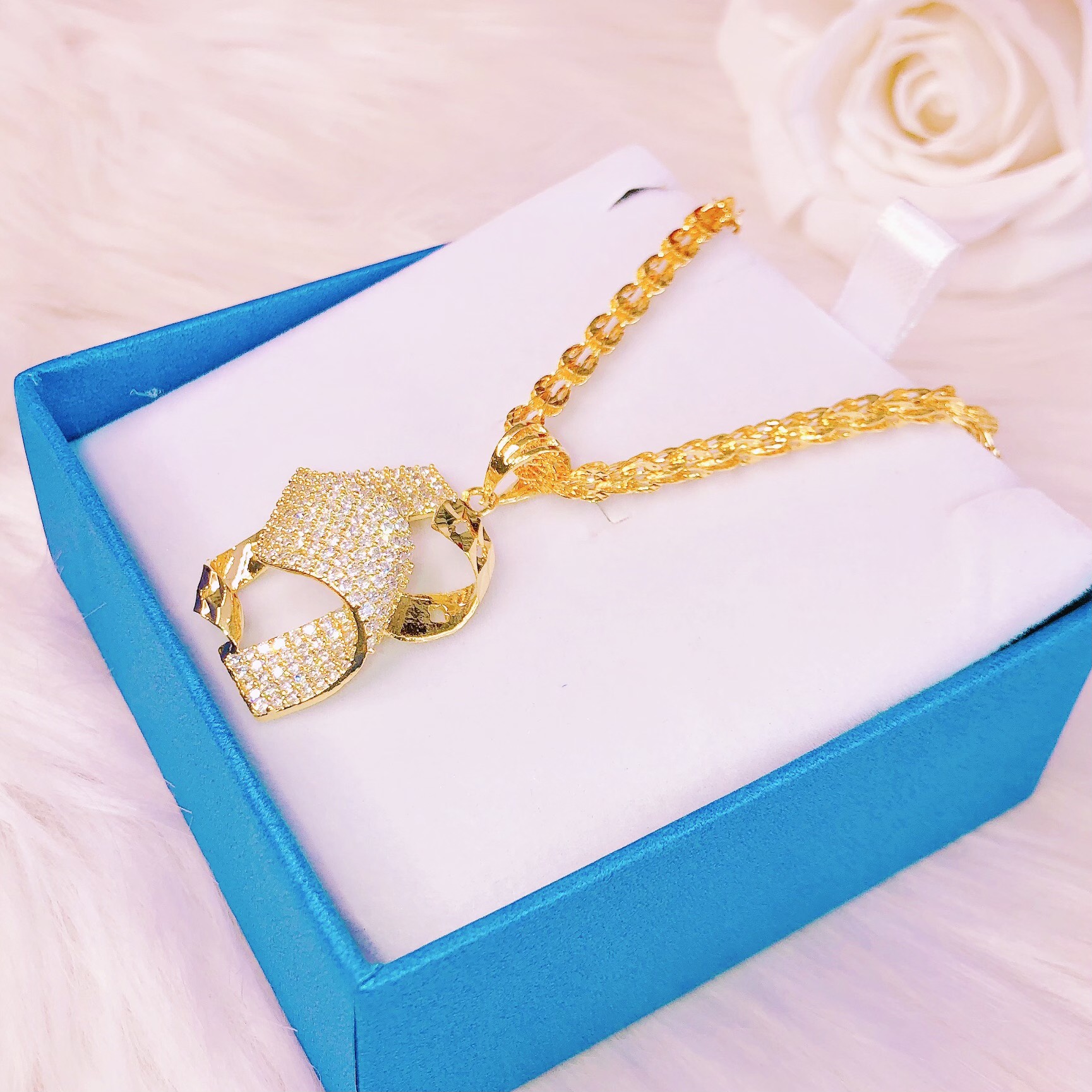 [HCM]Dây chuyền trang sức vàng  mặt xoắn sóng dây phụng trang sức Gami VB207101903 - đeo đi đám cưới vô cùng quý phái