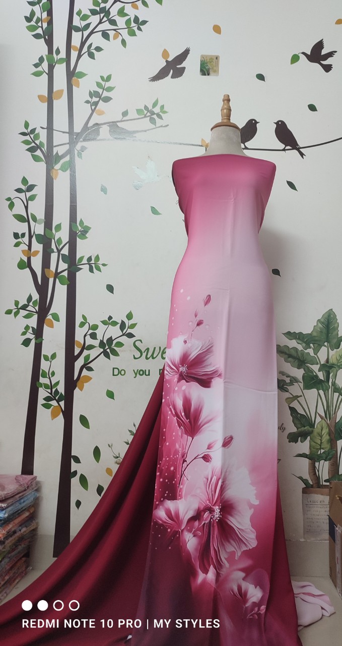 (Siêu phẩm) Vải áo dài đẹp lụa Thái Tuấn, mẫu thiết kế độc quyền (in vải ngang)