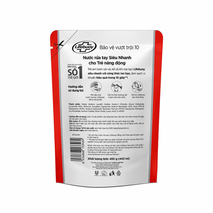 Nước rửa tay Lifebuoy Túi 450g