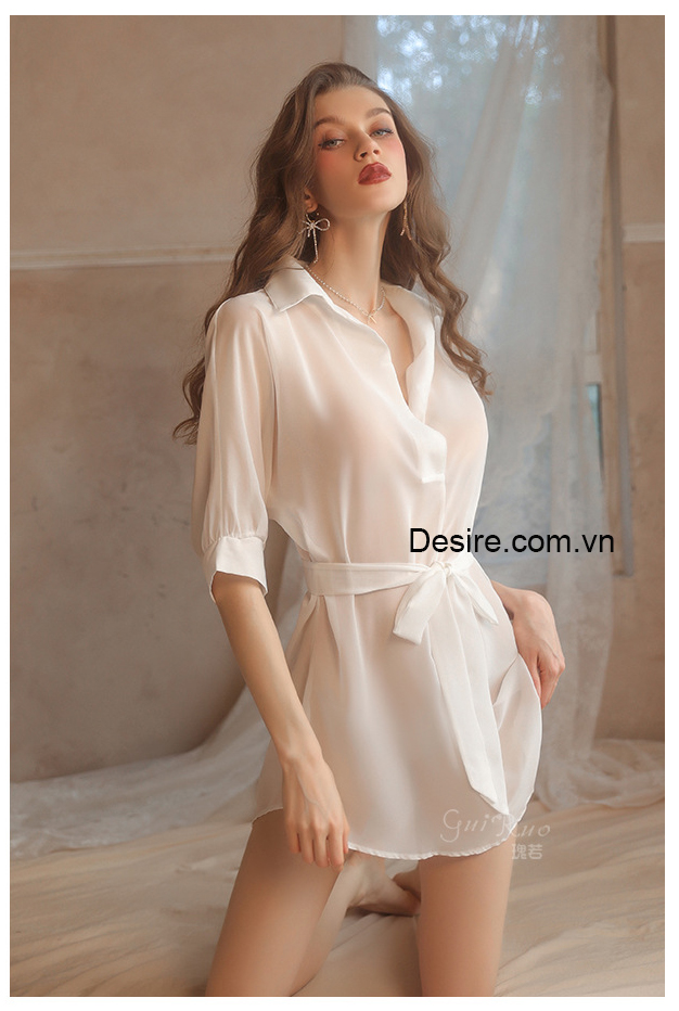 Áo sơ mi ngủ chất lụa Satin cao cấp sang trọng VNN-0015
