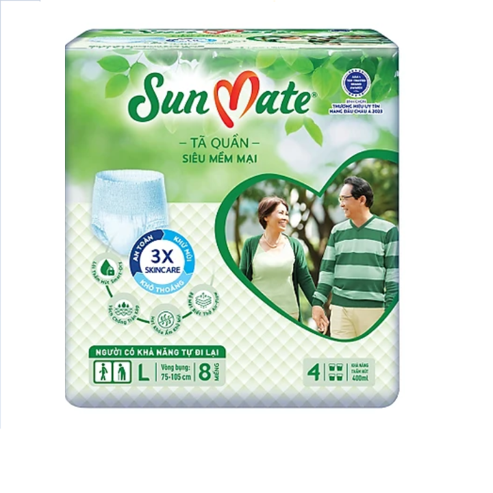 Combo 4 bịch Tã quần SunMate size M9, size L8 (tã người lớn siêu mềm mại)