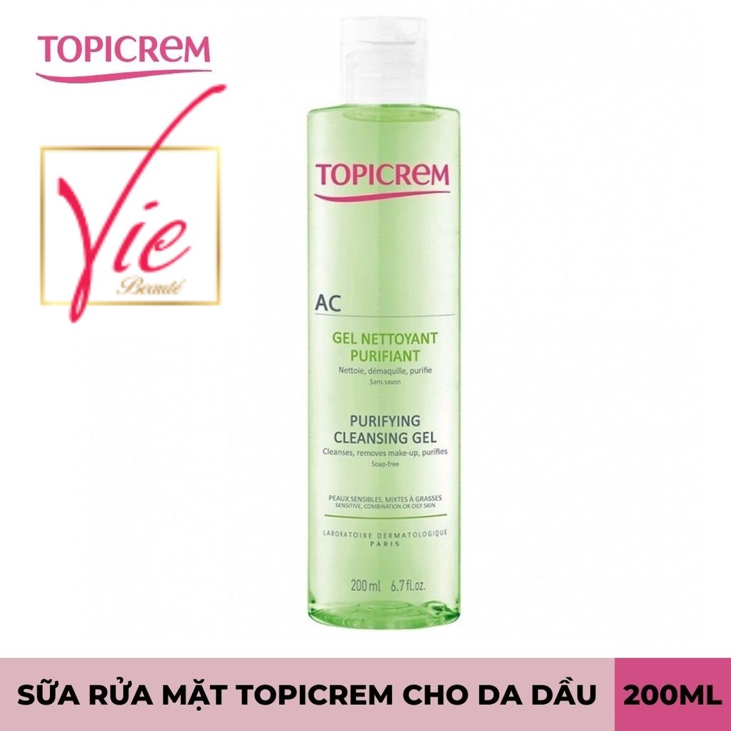 Gel rửa mặt TOPICREM Purifying Cleansing Gel [200ml] - Sữa rửa mặt Topicrem cho da dầu