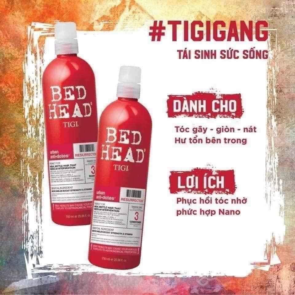 [ SIÊU SALE] Cặp Dầu Gội Xả TIGI đỏ 750mlx2 [ Siêu phục hồi]