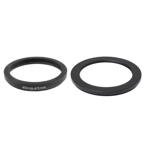 2 Pcs Black Step Down Ring Adapter for Camera, 49mm-43mm & 67mm-52mm