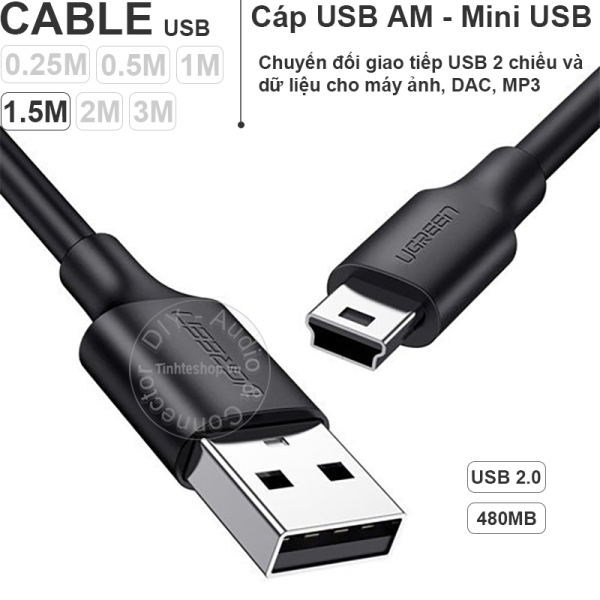 Bảng giá Cáp Mini USB 5PIN - Dây USB AM sang Mini USB hình thang 1 mét - Chuyển dữ liệu Máy ảnh MP3 GPS TV box android UGREEN US132 10355 Phong Vũ