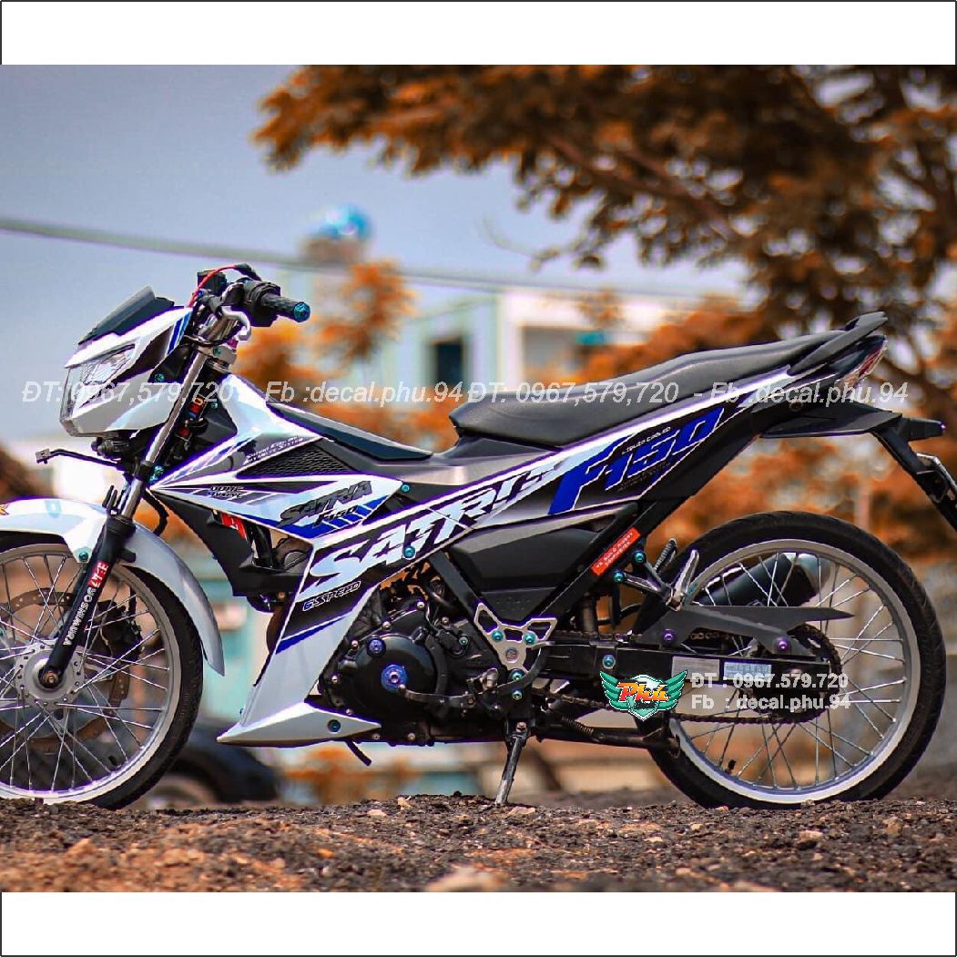 Tem rời Satria Trắng xanh Racing