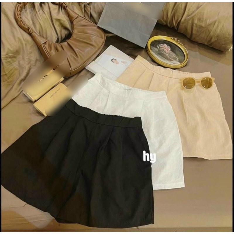 Quần Short Đũi Nữ Cuộn Giấy, Quần Đùi Đũi Ống Rộng Màu Trắng Đen Kem Milala shop [Mã Qd120]
