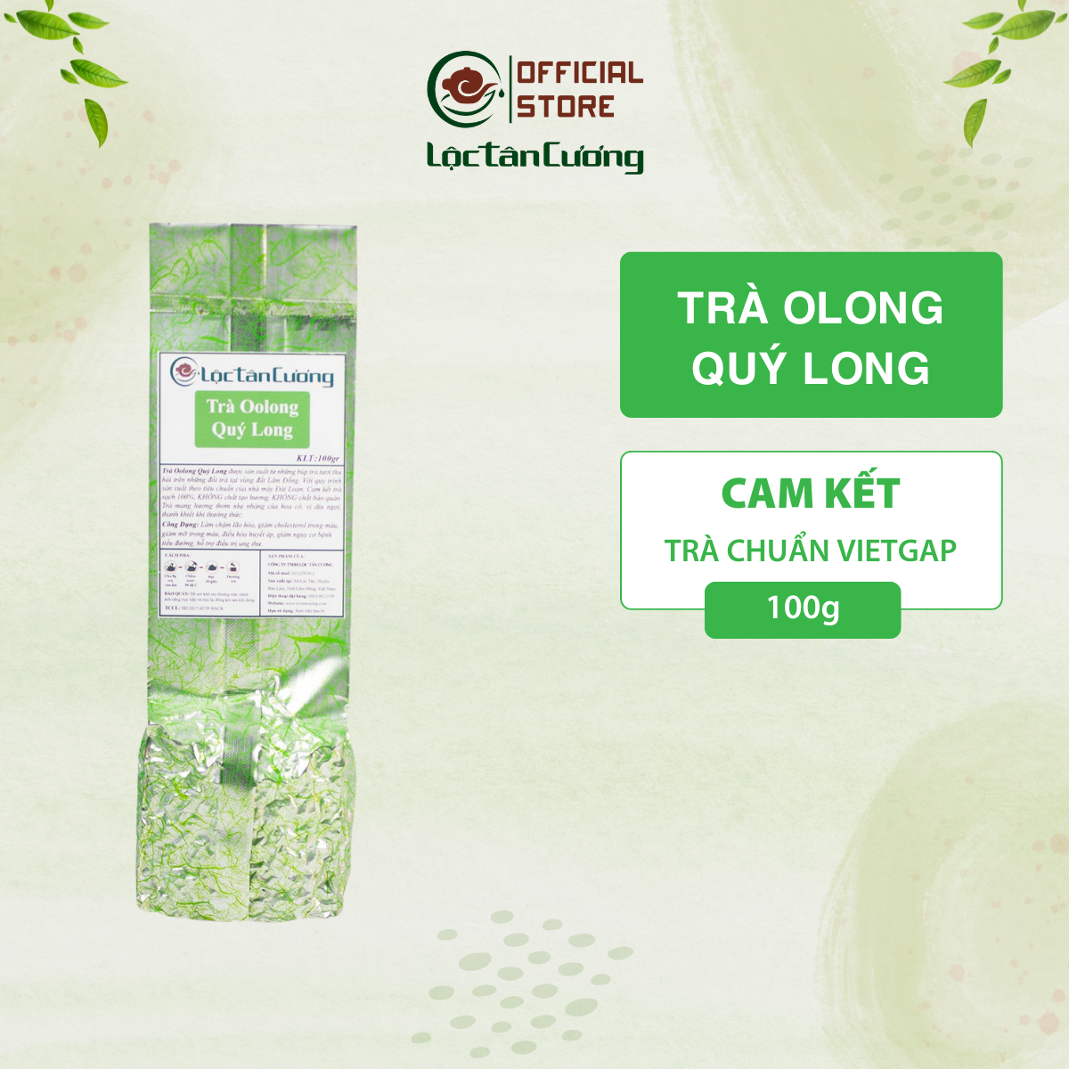 Trà Ô Long Quý Long - Lộc Tân Cương - Trà Olong Thượng Hạng - túi 100gr
