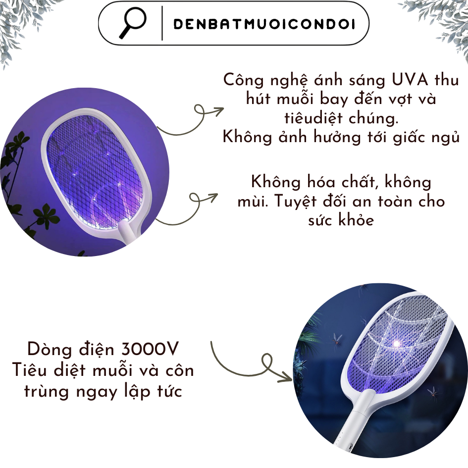 Vợt muỗi kiêm đèn bắt muỗi tự động 2 in 1 Hataca