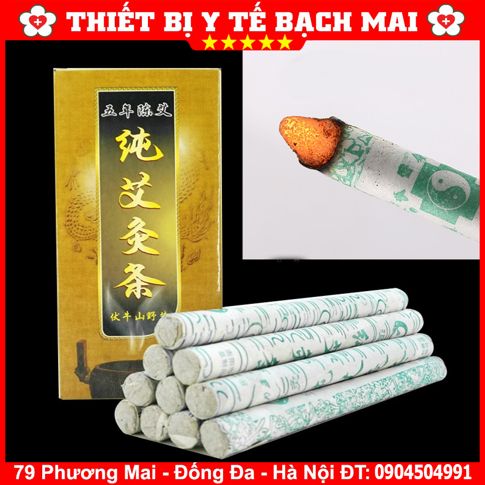 Hộp 10 Điếu Ngải Cứu Dùng Trong Châm Cứu - Ngải Nhung Nguyên Chất