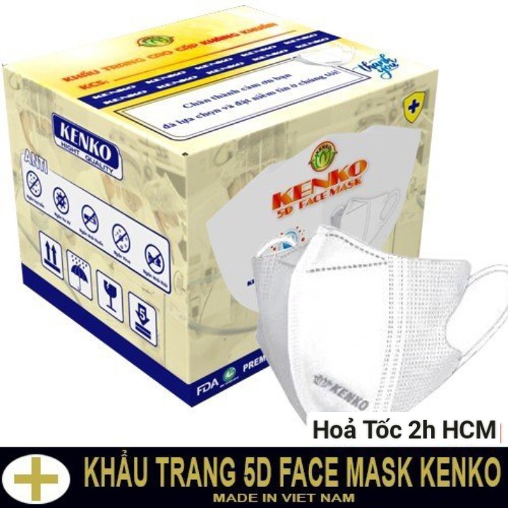 FRESHIP MAX THÙNG 100 Chiếc Khẩu Trang 5D KenKo Facemask 3 lớp Chống Bụi Mịn không lem son CHUYỂN SỈ LẺ 1591881346