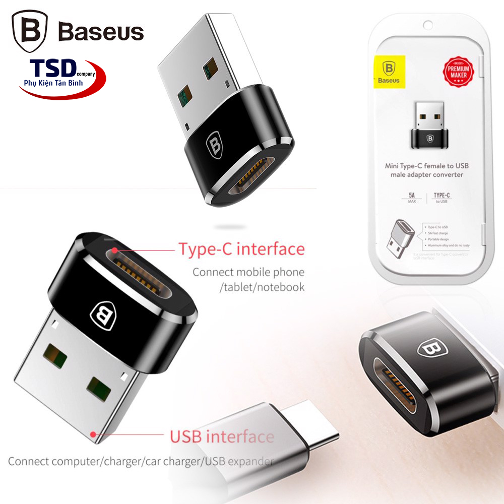Đầu Chuyển USB Sang Type-C Tốc Độ Cao Baseus ( Max 5A )