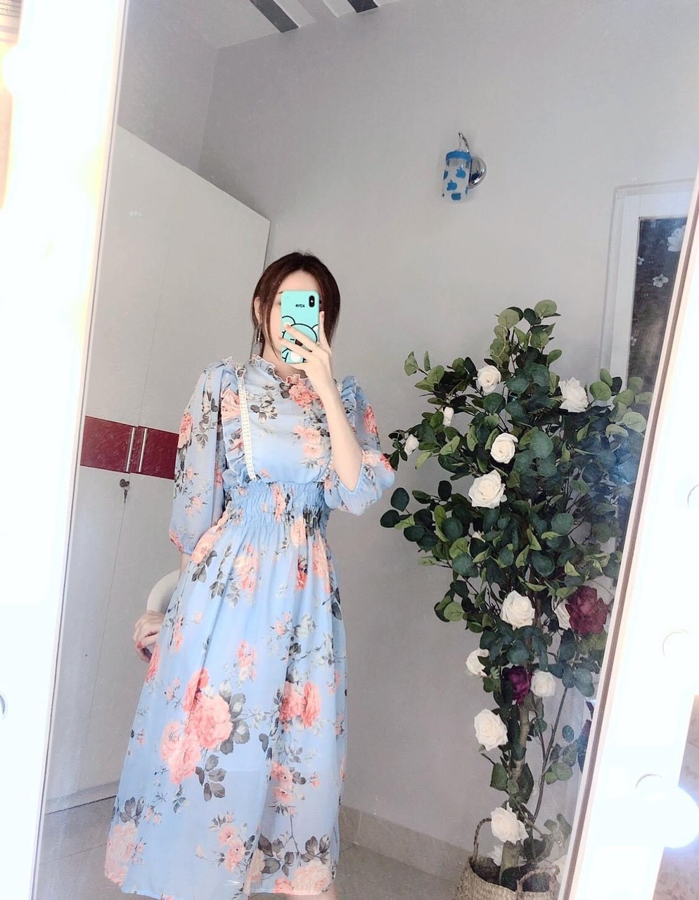Đầm hoa nhí viền ren 2 bèo (hình thật+video)