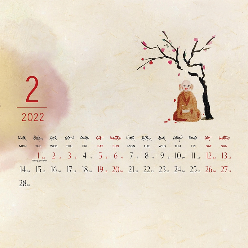 Lịch Tường Thư Pháp Làng Mai 2022 - An Trú