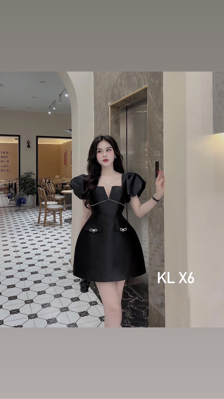 ĐẦM THIẾT KẾ BIGSIZE CỔ V ĐÍNH NƠ D280 (TÁO ĐỎ BIGSIZE 55-90KG) 🍎🍎🍎