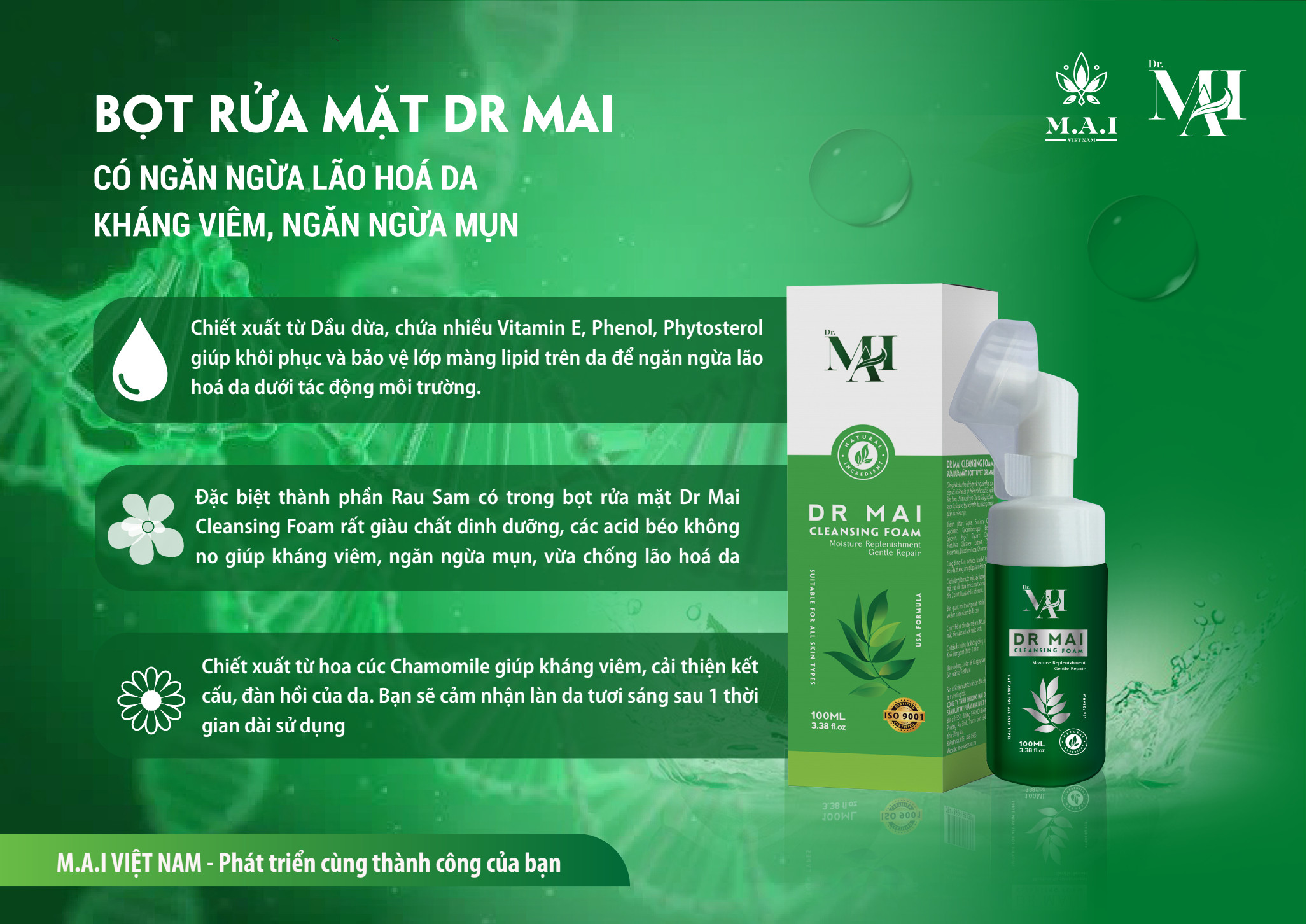 Sữa rửa mặt Mai thảo mộc 100ml M.A.I