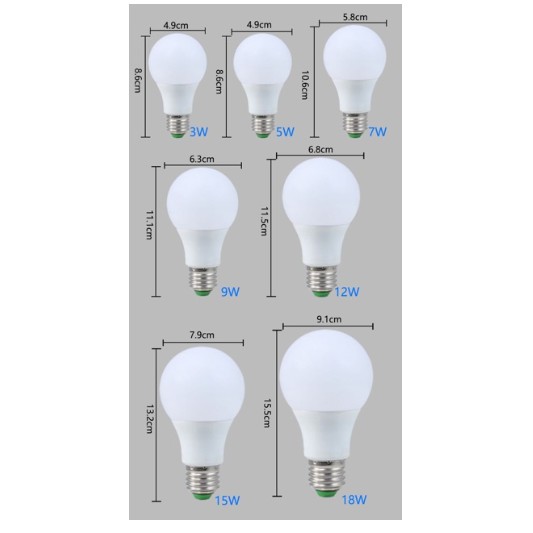 Đèn LED, Bóng đèn chống nước 3w, 5w, 7w, 9w, 12w, 15w Ánh sáng trắng, sánh sáng vàng
