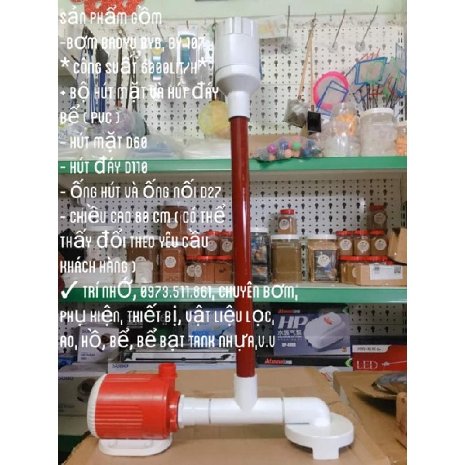 Bơm baoyu byb, by 107, + bộ hút mặt và hút đáy cho hồ và bể cá