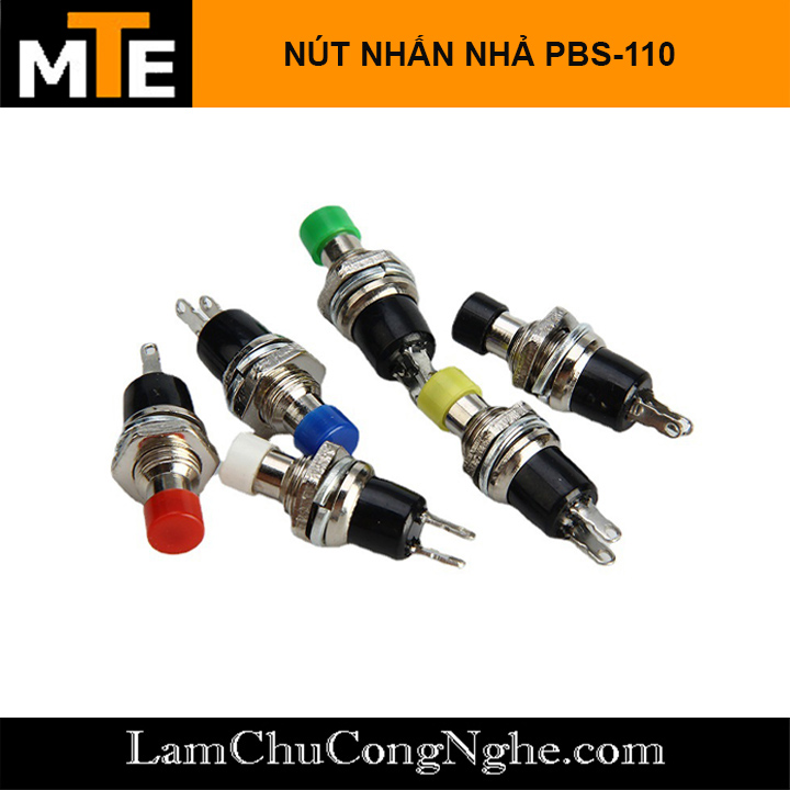 Nút nhấn tự nhả, nút nhấn đề reset PBS-110 lỗ 7mm
