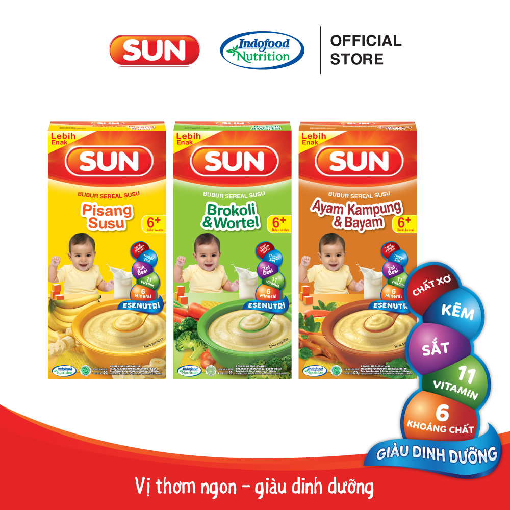 Bột ăn dặm cho bé Sun vị sữa chuối 120g (HSD:11/2022)