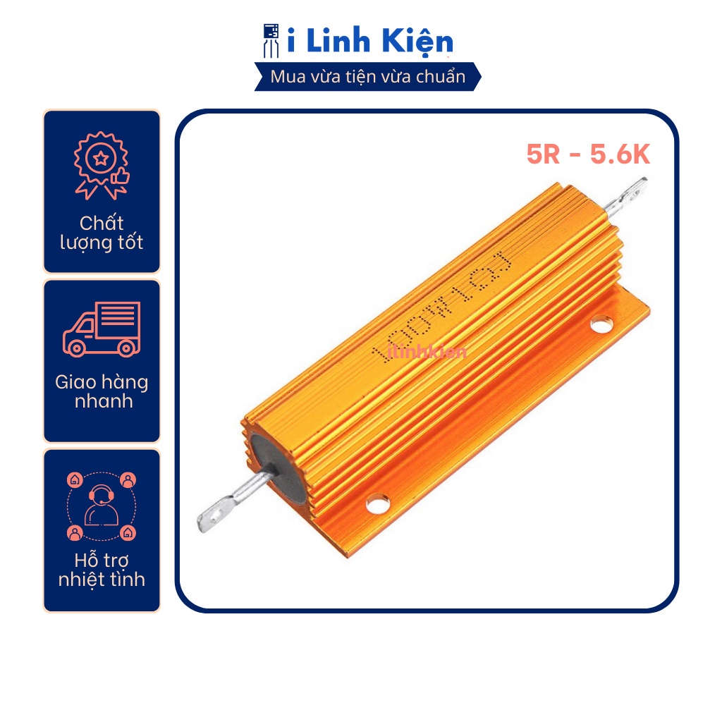 Điện trở nhôm 100w 5r - 5.6k 5% rx24-100w chất lượng tốt