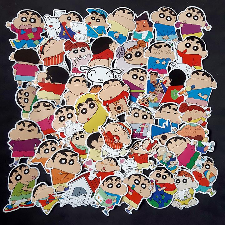 Bộ Sticker dán cao cấp chủ đề SHIN BÚT CHÌ - Dùng dán Xe, dán mũ bảo hiểm, dán Laptop...