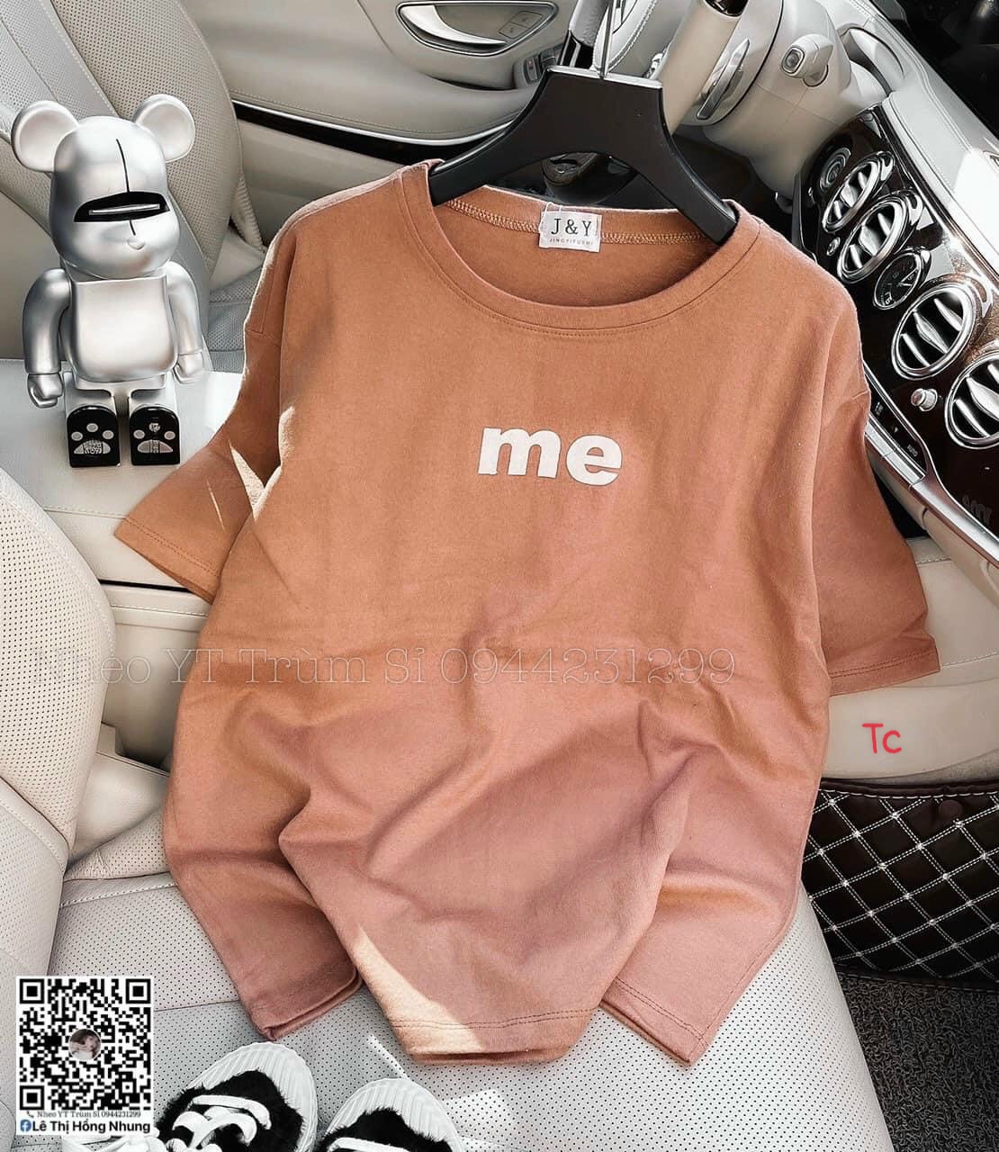 Áo thun tay lỡ áo phông nữ fom thụng in hình chữ me cục xinh