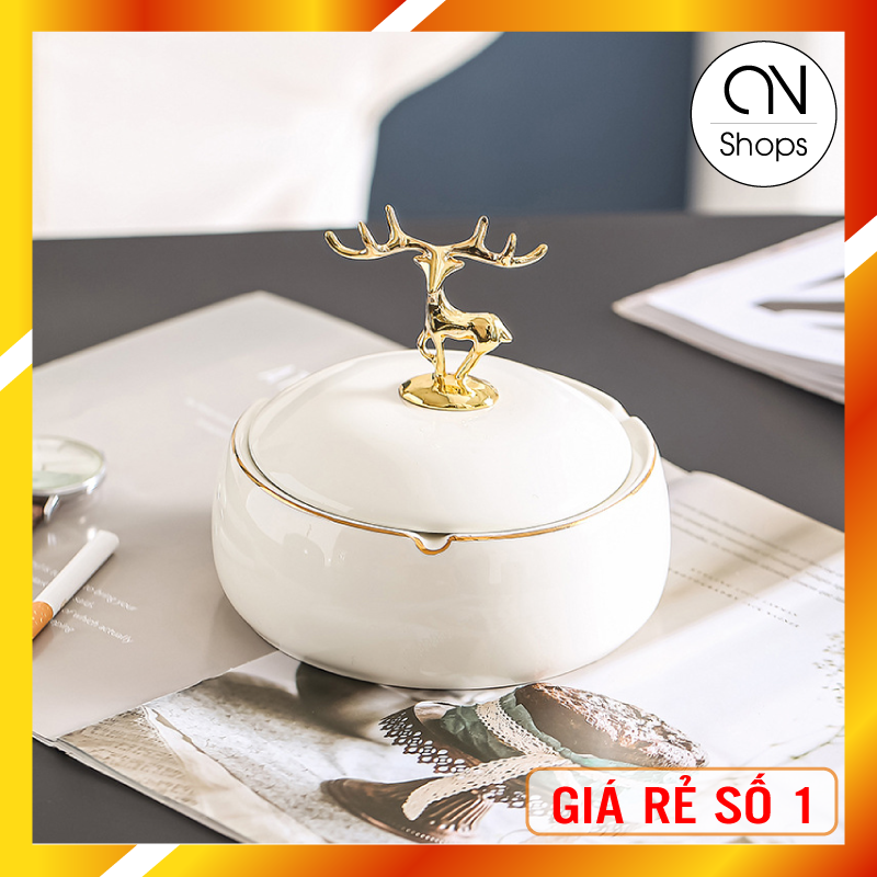 Gạt Tàn Gốm Sứ Màu Trắng Cao Cấp